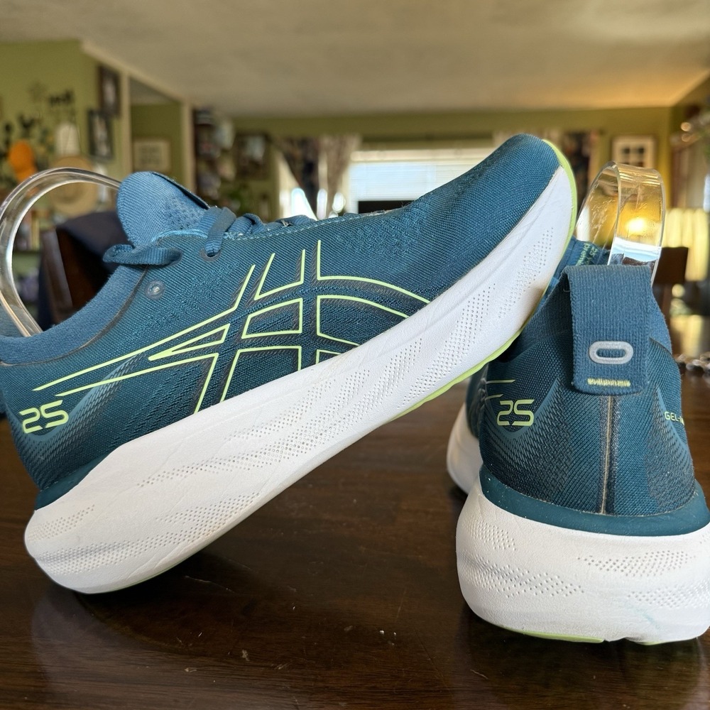 Women's ASICS Gel-Nimbus 25 Ink Teal/Lime Running Shoes USA Women's 7.5 EUC - Picture 10 of 15